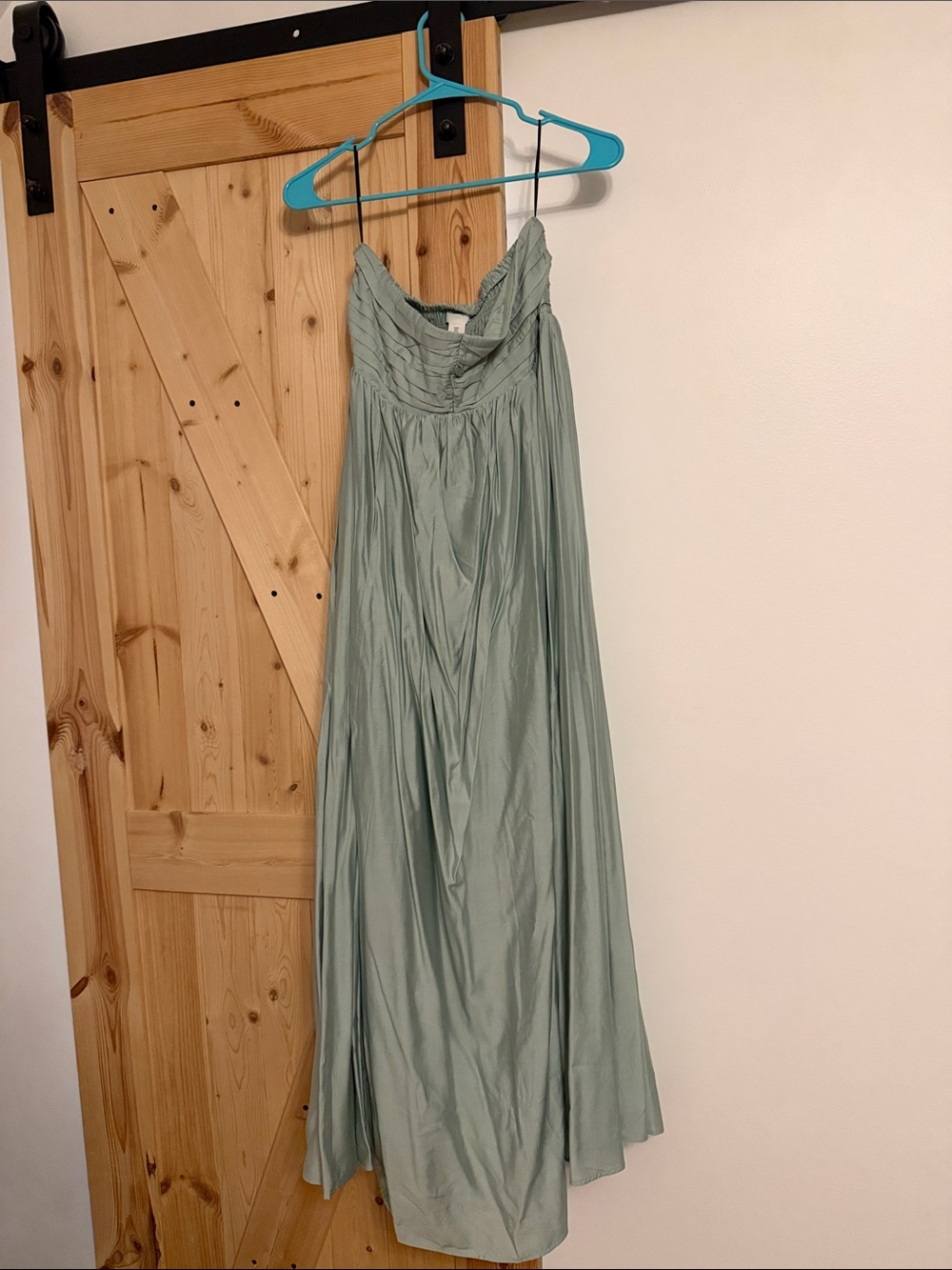 H&M Light Sage Green Strapless Maxi Gown